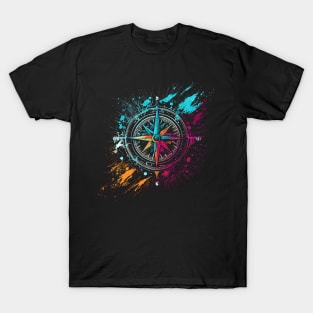 Colorful airbrush graffiti compass T-Shirt